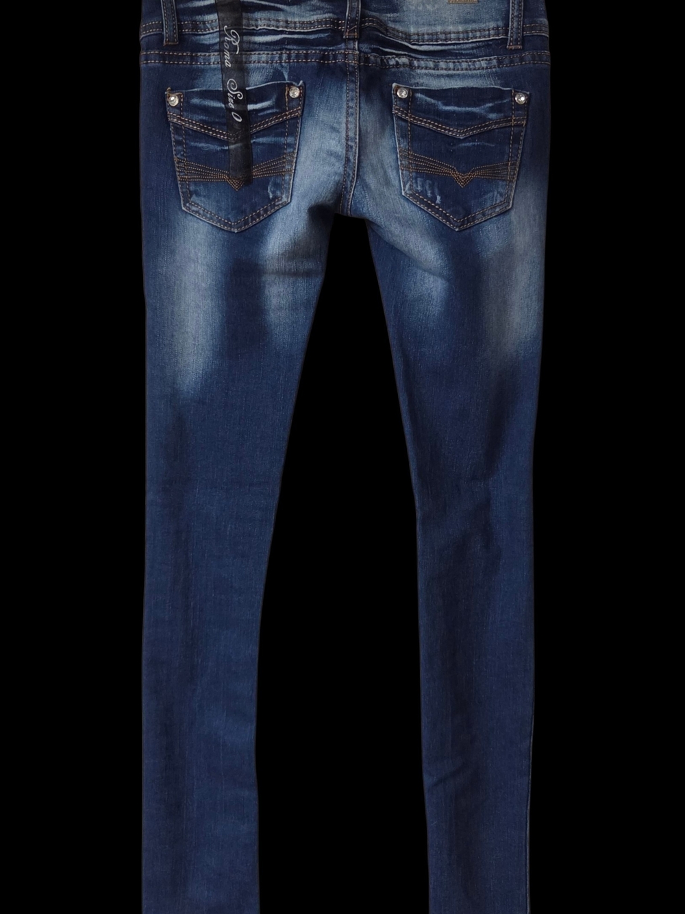 Roma Women’s Skinny Jeans - Dark Blue Distressed - Picture 4 of 9